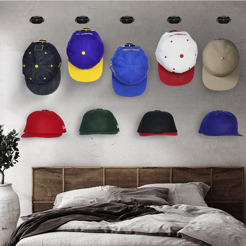 RUIPBOTE 24 Pack Adhesive Hat Hooks for Wall,Hat Rack for Baseball Caps, Hat Hangers for Wall, No Drilling,Upgraded Adhesive Hat Holder Display(Black) - Image 5